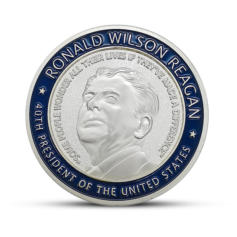 33rd and 44th President of United States Ronald Wilson Reagan (1911-2004) Souvenir Coin Silver Gold Plated Commemorative Coin