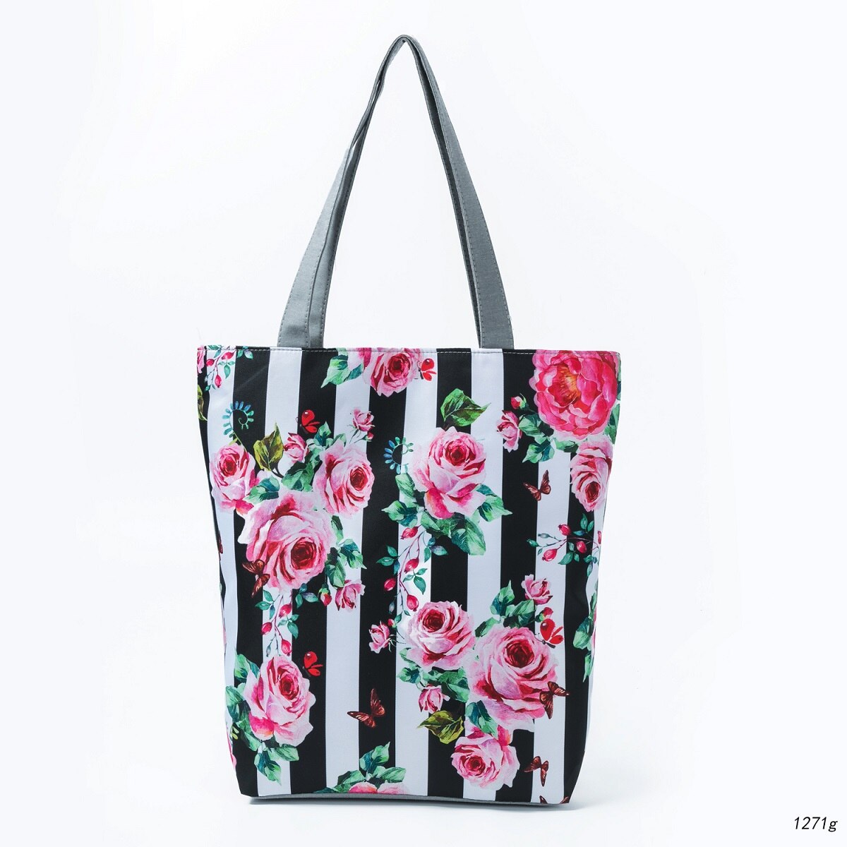 Miyahouse الأزهار المطبوعة حقيبة يد المرأة حقيبة كتف قماش الصيف حقيبة شاطئية الاستخدام اليومي الإناث حقيبة تسوق سيدة