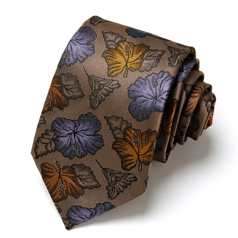 New Style Fashion Men&#39;s Tie 7.5cm Blue Necktie Green &amp; Orange Silk Gravatas For Men Paisley Floral Fit Wedding Workplace Slim