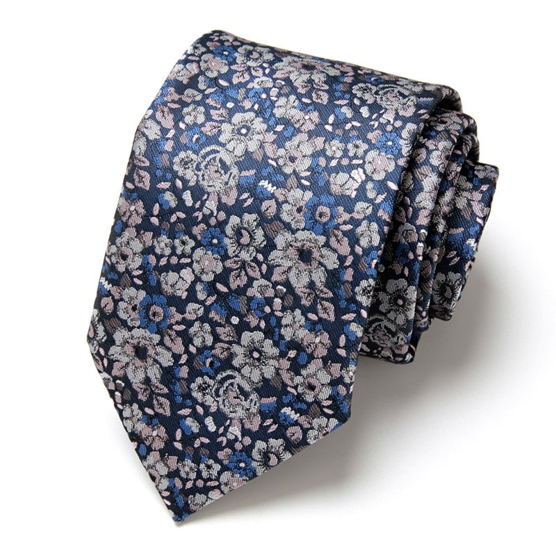 New Style Fashion Men&#39;s Tie 7.5cm Blue Necktie Green &amp; Orange Silk Gravatas For Men Paisley Floral Fit Wedding Workplace Slim