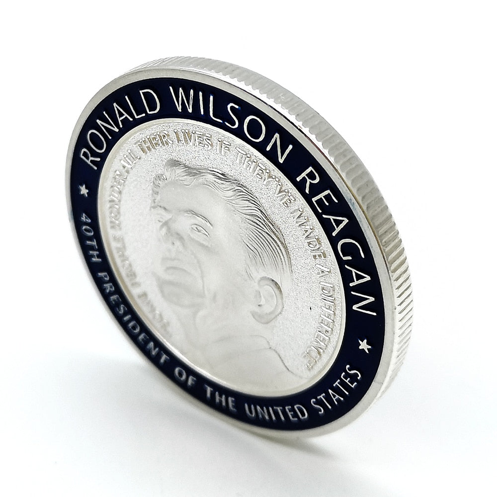 33rd and 44th President of United States Ronald Wilson Reagan (1911-2004) Souvenir Coin Silver Gold Plated Commemorative Coin