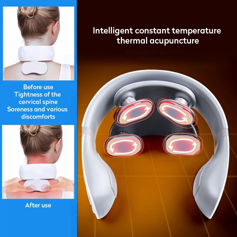 Wireless Electronic Neck Massager 4D Shiatsu Cervical Massager Stiff Neck Massage Health Care Therapy Pulse Pain Relief