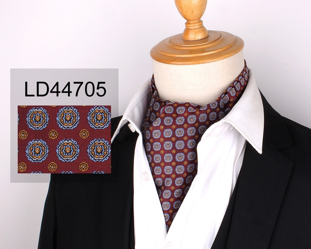 Jacquard Floral Paisley Men Cashew Tie Wedding Formal Cravat Ascot Scrunch Self British Gentleman Polyester Soft Neck Tie Luxury