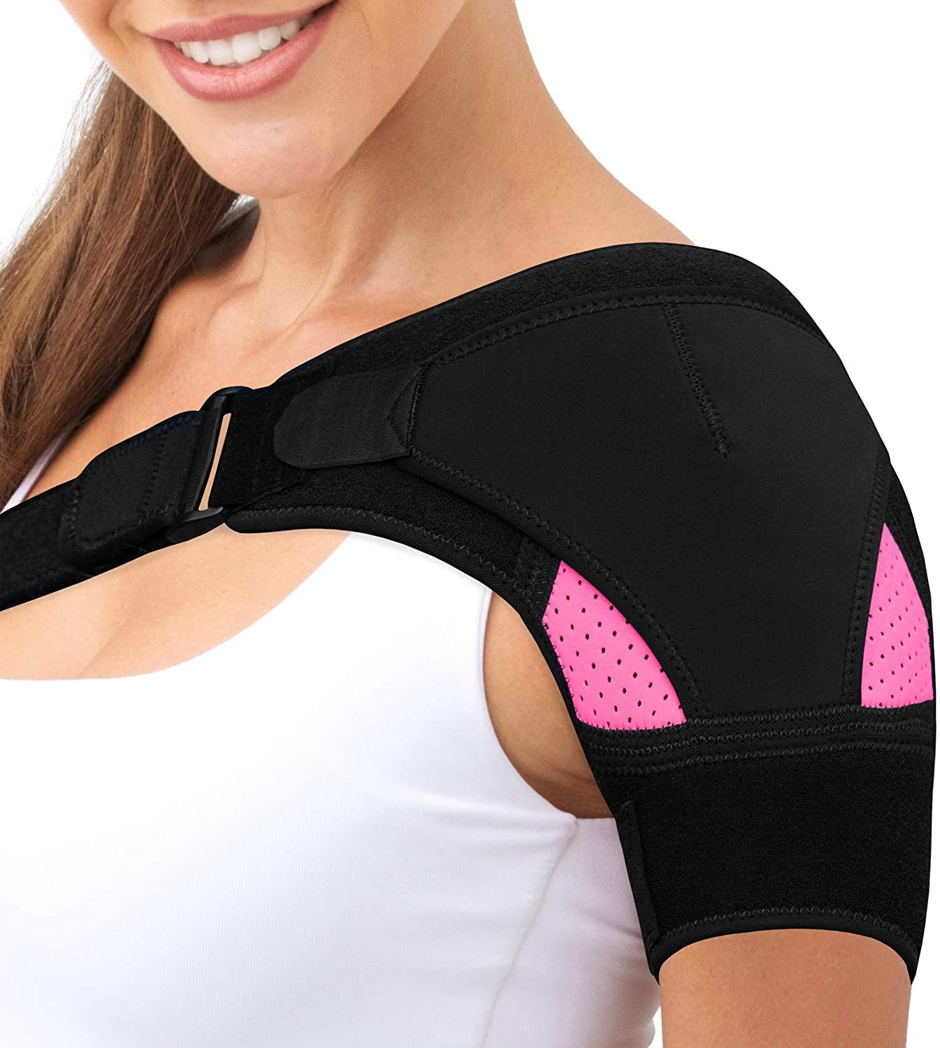 Adjustable Gym Sports Care Single Shoulder Support Back Brace Guard Strap Wrap Belt Band Pads Black Bandage Men &amp; Women