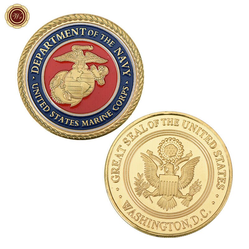 9PCS WR US Gold Plated Coins Collectibles America Military  Challenge Coin Army Commemorative Coin Collection Small Gift for Men