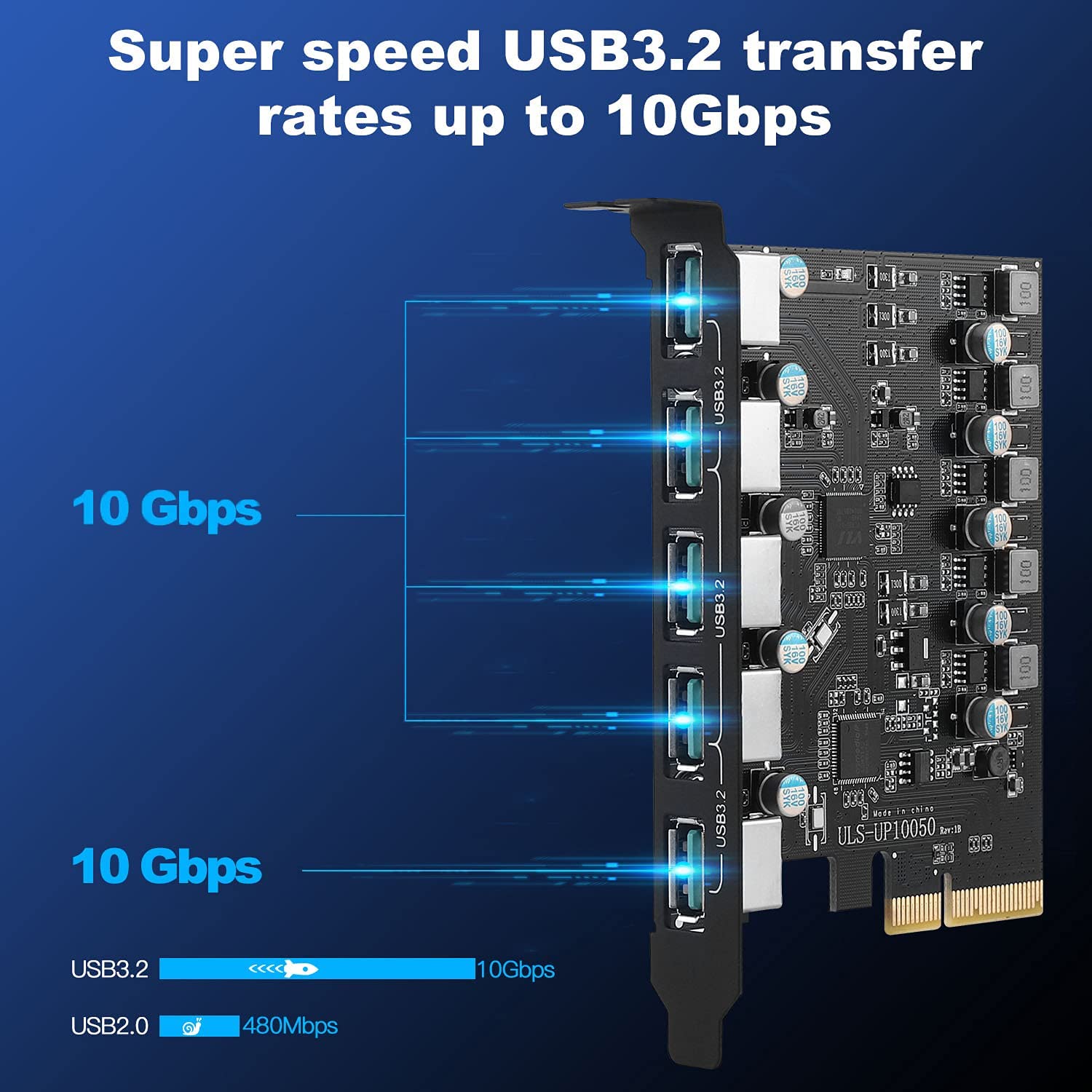 بطاقة PCI-e إلى USB 3.2، 5 منافذ Gen 2 20Gpbs، بطاقة اللوحة الأم PCIe USB للكمبيوتر المكتبي، تدعم Windows 7/8/10 Mac OS Linux