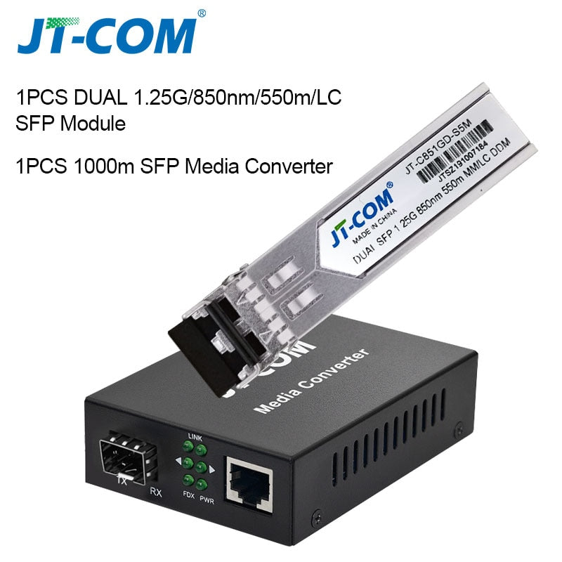 1Gb SFP Fiber to RJ45 Fiber Optic Media Converter 1000Mbps SFP Fiber Switch with SFP Module Compatible Cisco/Mikrotik/Huawei