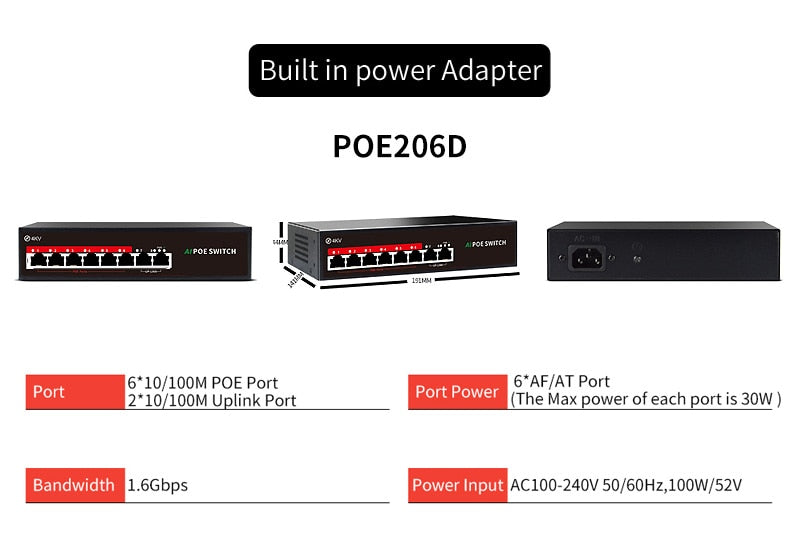 سلسلة STEAMEMO SSC AI POE Switch 4/6/8/16 منافذ محول الشبكة 90 واط مصدر الطاقة إيثرنت 10/100 ميجابت في الثانية لكاميرا IP نقطة وصول لاسلكية