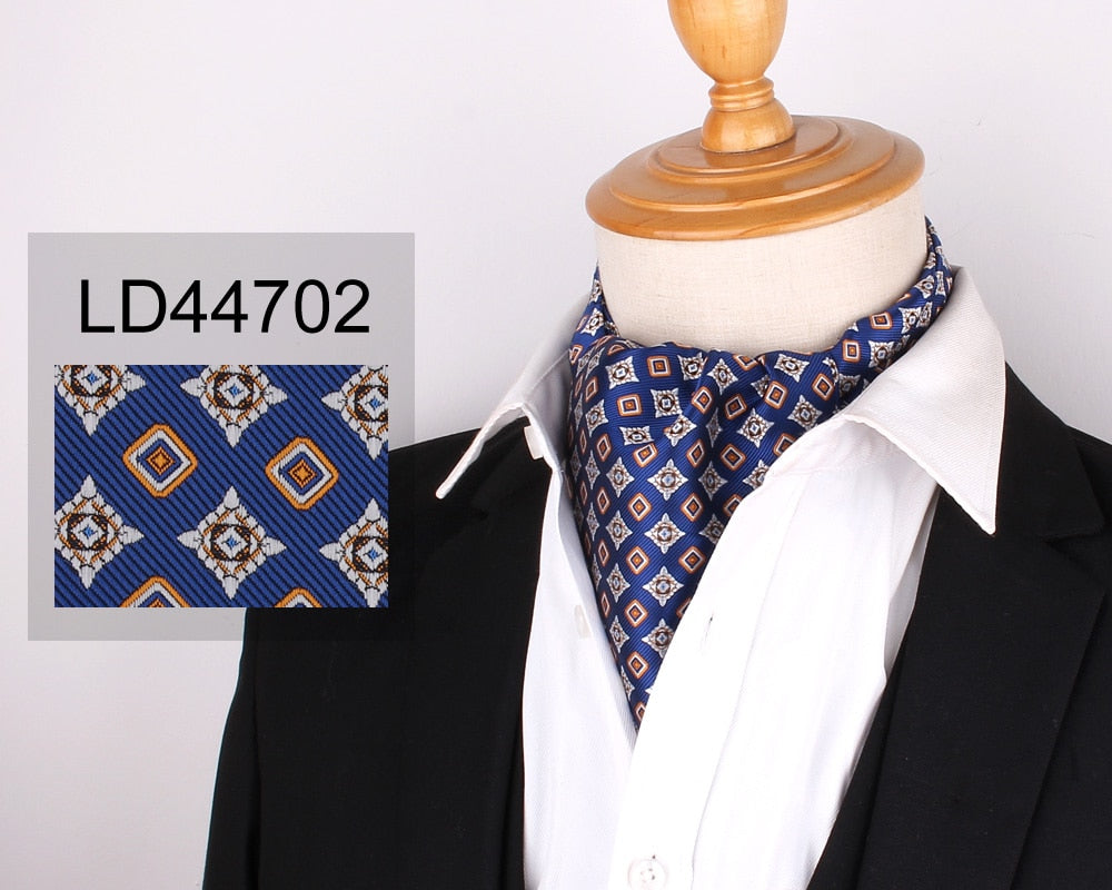 الجاكار الأزهار بيزلي الرجال الكاجو التعادل الزفاف الرسمي Cravat أسكوت Scrunch الذاتي البريطانية شهم البوليستر لينة رابطة عنق فاخرة