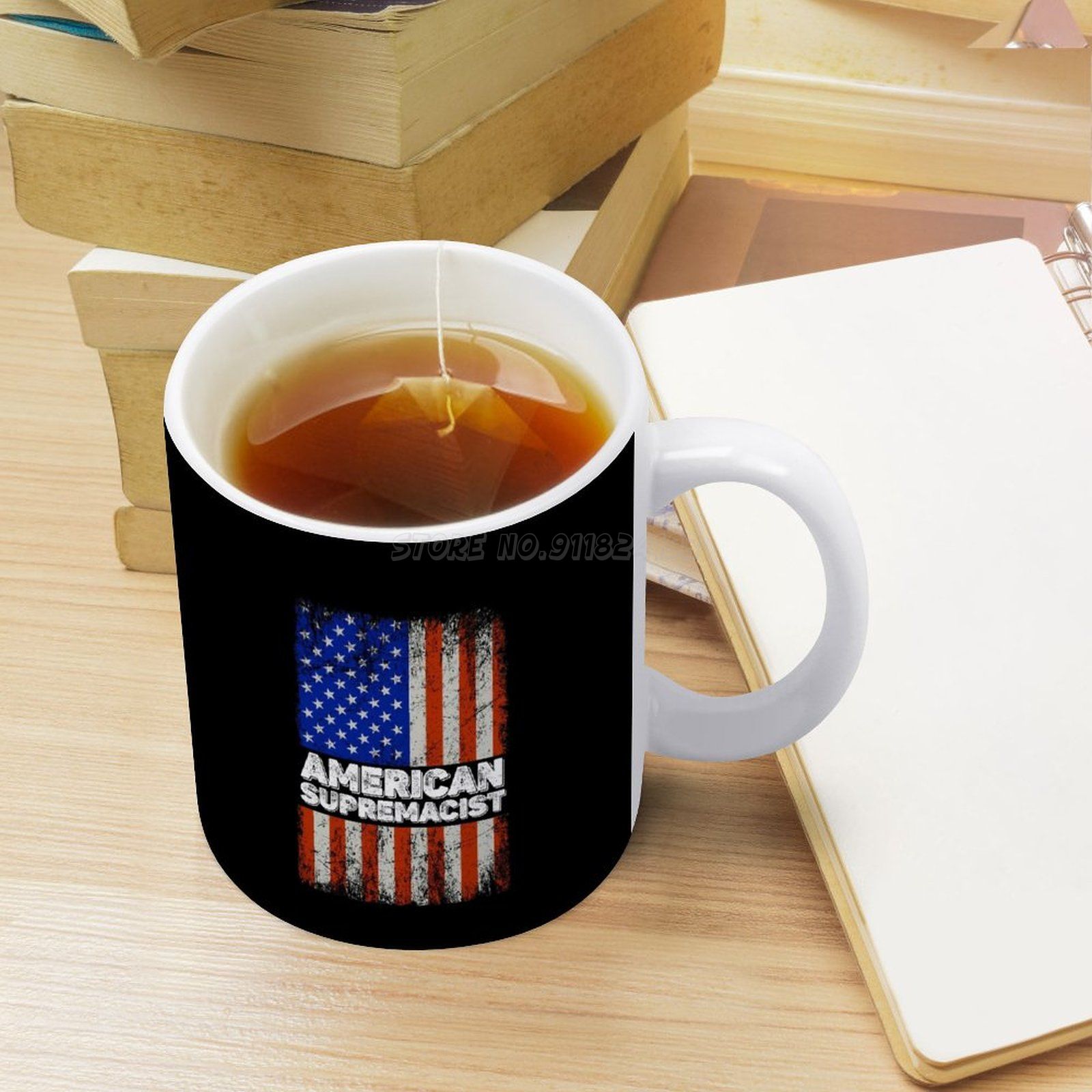 American Supremacist Pro USA Parody White Mug Custom Printed Funny Tea Cup Gift Personalised Coffee Mug Memorial Day American Fl