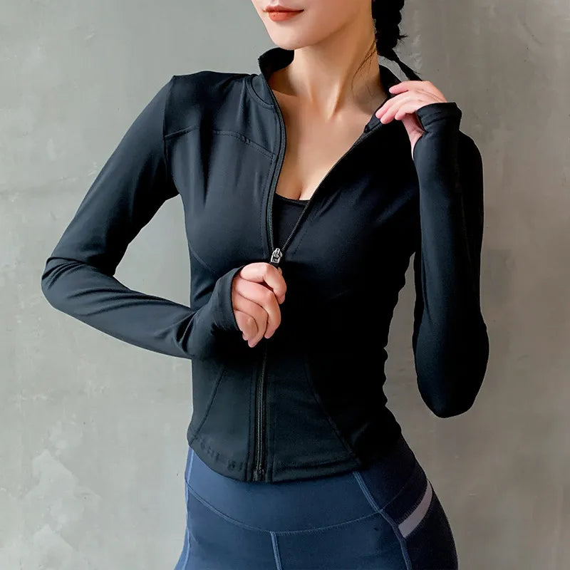 Women Sport Jacket Zipper Yoga Coat Clothes Quick Dry Fitness Jacket Running Hoodies
