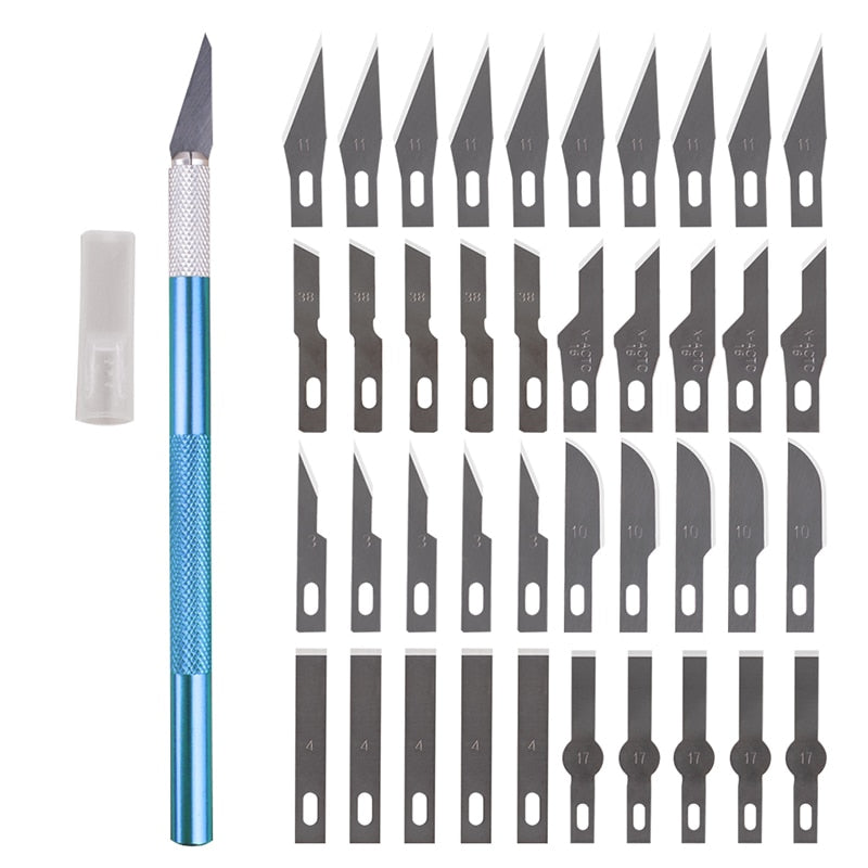 Non-Slip Metal Scalpel Knife Tools Kit Cutter Engraving Craft Knives +5/40/45pcs Blades Mobile Phone PCB DIY Repair Hand Tools