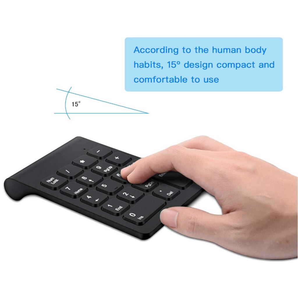 Small Size 2.4GHz Wireless Numeric Keypad + Mouse Numpad 18 Keys Digital Keyboard for Laptop Notebook Tablets Accounting Teller