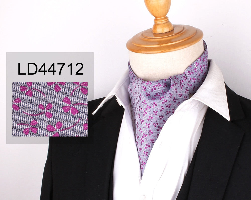 Jacquard Floral Paisley Men Cashew Tie Wedding Formal Cravat Ascot Scrunch Self British Gentleman Polyester Soft Neck Tie Luxury