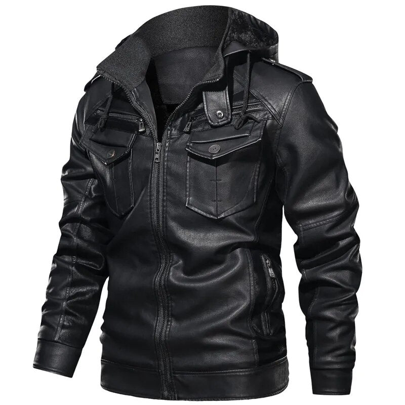 Mountainskin Men's Leather Jackets Winter Fleece Thick Mens Hooded Motorcycle PU Coats Male Fashion Outwear Brand Clothing SA794