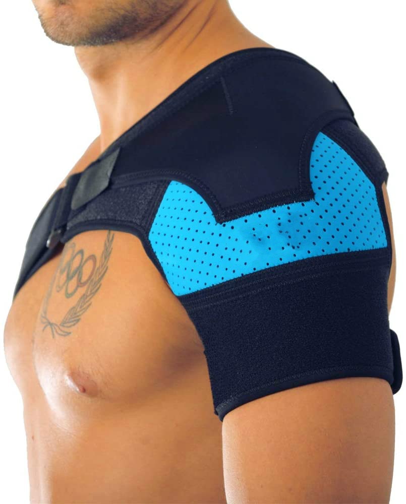 Adjustable Gym Sports Care Single Shoulder Support Back Brace Guard Strap Wrap Belt Band Pads Black Bandage Men &amp; Women