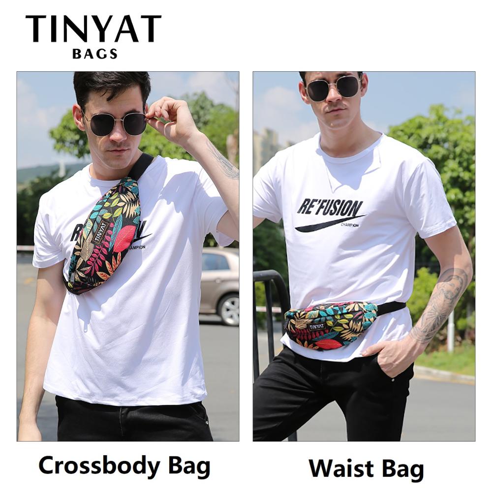 TINYAT Print Leaf Travel Waist Bag Pack For Men Women Fashion Casual Shoulder Bag Man Belt Pouch Female Banana Bags Fanny Bags