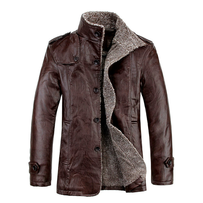 معطف قطيفة كبير الحجم للرجال سترة جلدية دافئة للشتاء 6XL 7XL