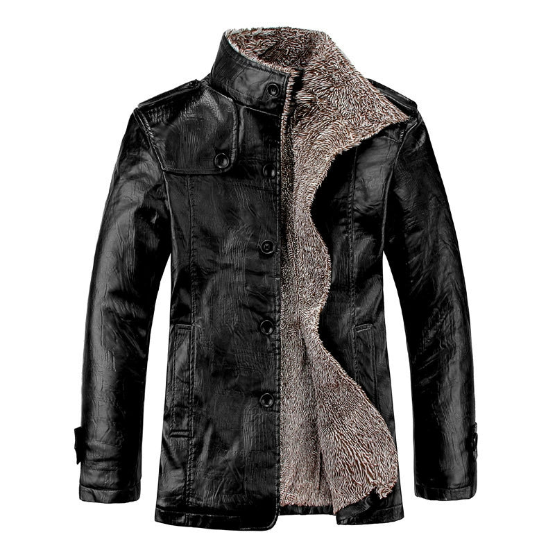 معطف قطيفة كبير الحجم للرجال سترة جلدية دافئة للشتاء 6XL 7XL