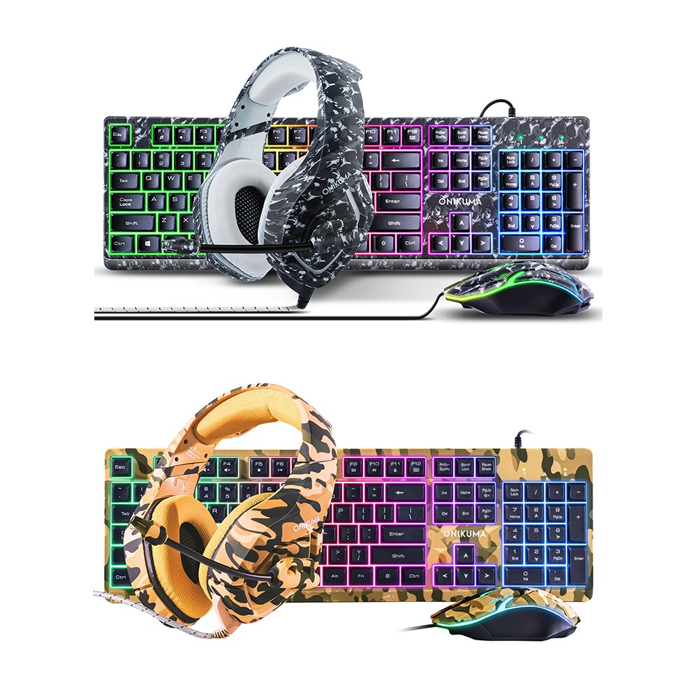 سماعة رأس سلكية للوحة المفاتيح والماوس مكونة من ثلاث قطع من Gamer Mouse Keyboard وسماعة رأس DPI قابلة للتعديل مع ملحقات الكمبيوتر للميكروفون