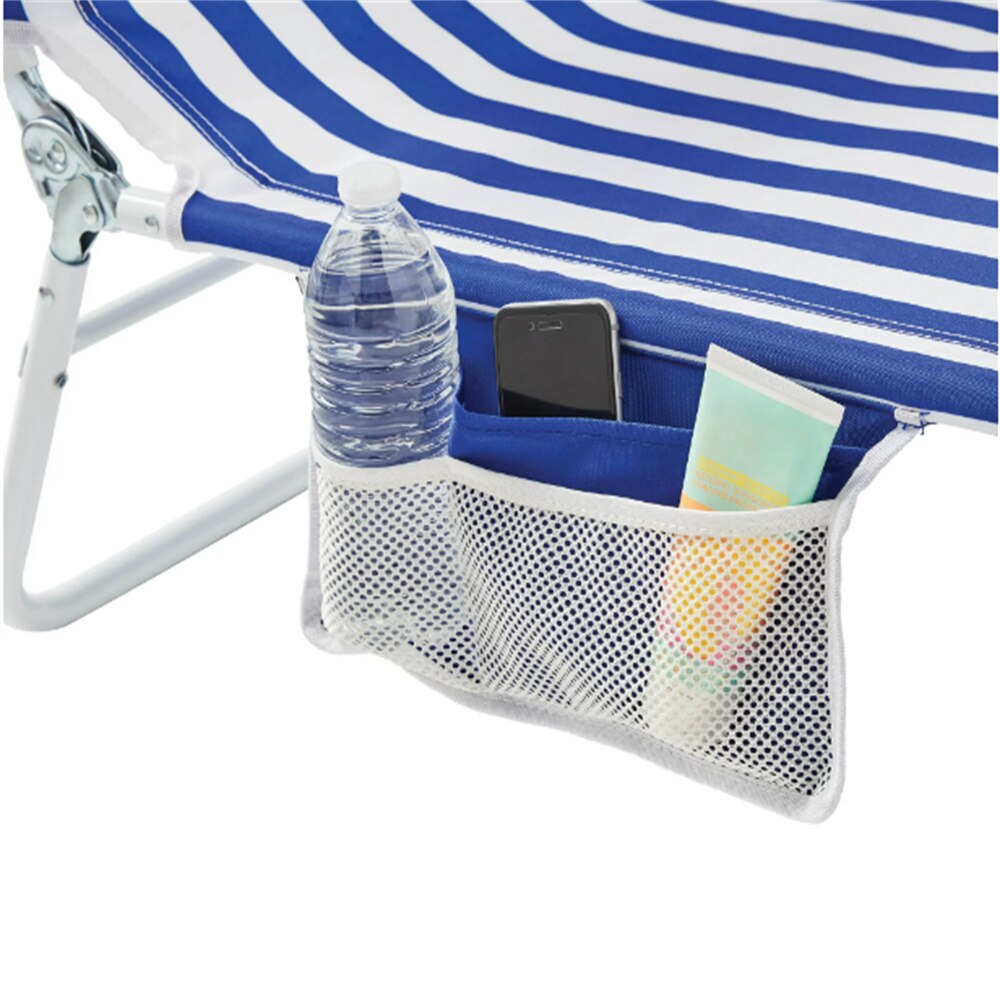 2-Pack  Folding Backpack Face-Down Beach Lounger, Blue &amp; White Stripe