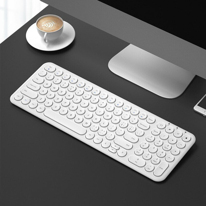 2.4G Wireless Silent Keyboard Ergonomic Mouse Round Keycap Keyboard Gaming Mouse for Macbook Pro Laptop Computer Accessories