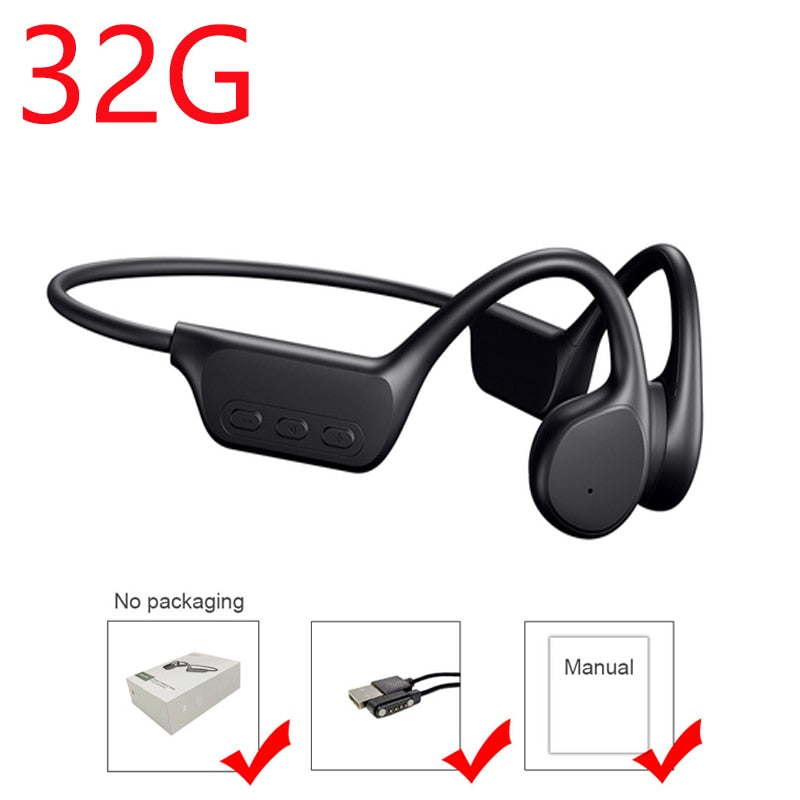 Bone Conduction Earphones Bluetooth Wireless IPX8 Waterproof MP3 Player Hifi Ear-hook Headphone With Mic Headset For Swimming