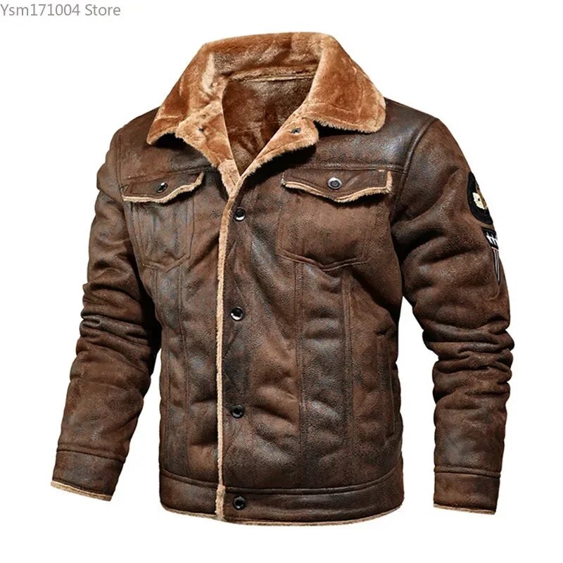 2023 Men's autumn and winter new oversized plus velvet thick leather jacket youth fashion PU leather jacket coat size M-4XL