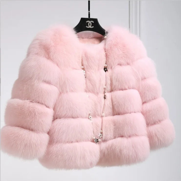 Fur Coat Women's Short Long Sleeve Fur Artificial Fur Coat