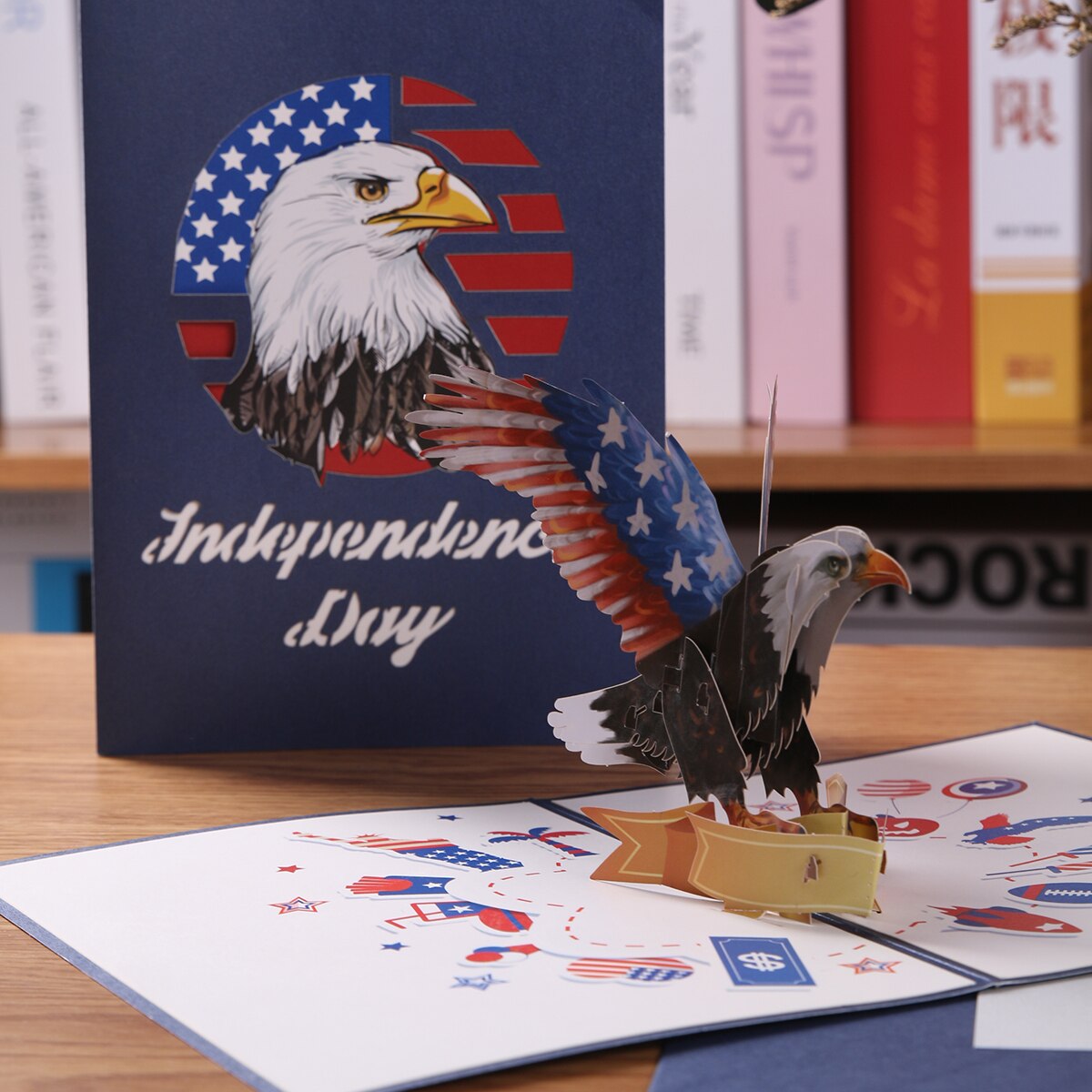 3D USA Eagle Pop Up Card for For Memorial Day, Independence Day, Veterans Day Greeting Cards