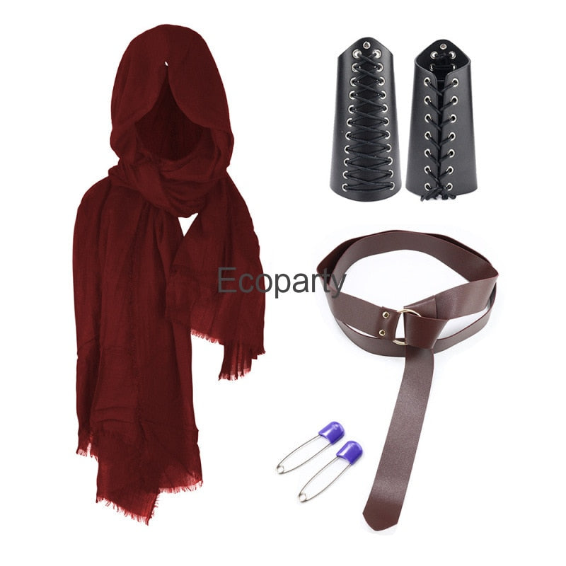 New Men's Medieval Pirate Knight Costume Retro Hood Scarf Black Red Wrap Cloak Wristband Belt Suit Halloween Party Larp Costumes