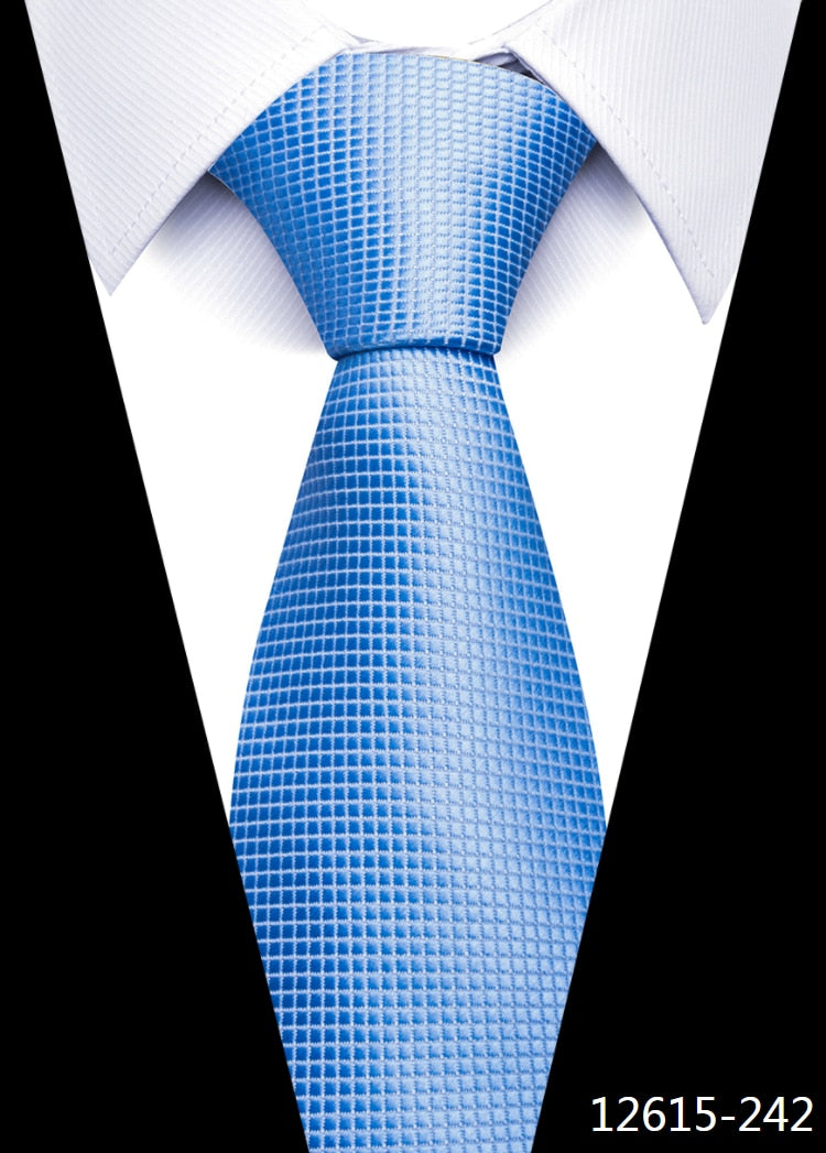 8 cm Tie Men Gravatas Classic Many Color Newest design Silk Necktie Shirt Accessories Striped Sky Blue Man&#39;s Office