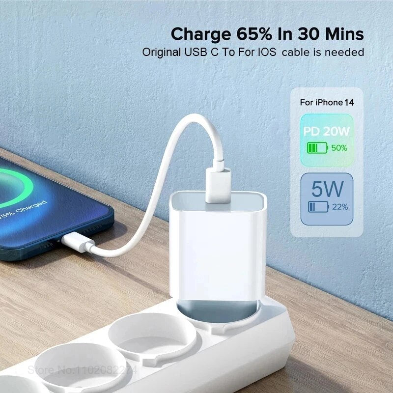 PD 20W Original Charger For iPhone 14 13 12 11 Pro Max Plus Magnetic Wireless Charger XS XR USB C Fast Charge Cable Accessories