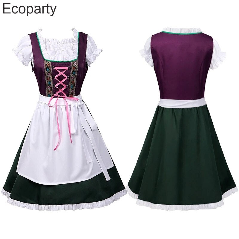 New Traditional Couples Oktoberfest Costume German Beer Outfit For Women Men Beer Girl Maid Cosplay Dress Halloween Fancy Outfit