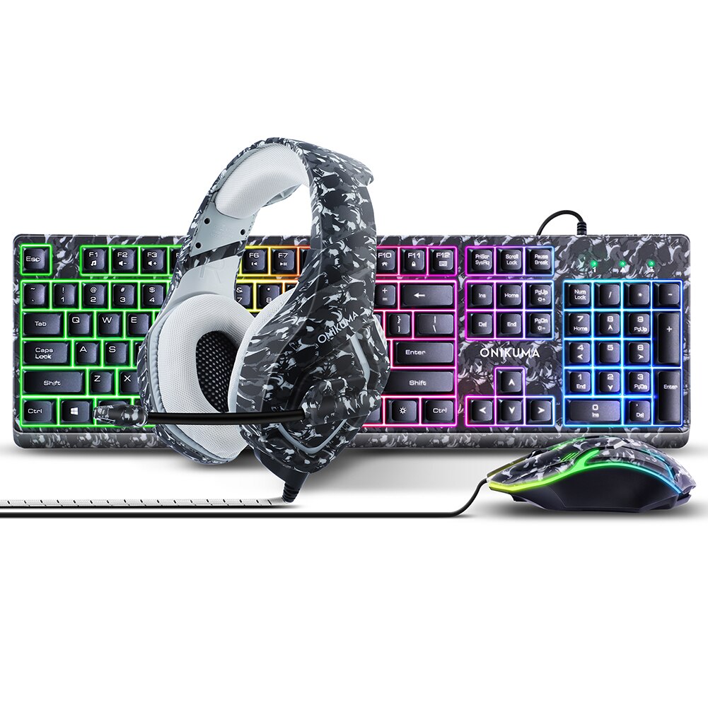 سماعة رأس سلكية للوحة المفاتيح والماوس مكونة من ثلاث قطع من Gamer Mouse Keyboard وسماعة رأس DPI قابلة للتعديل مع ملحقات الكمبيوتر للميكروفون