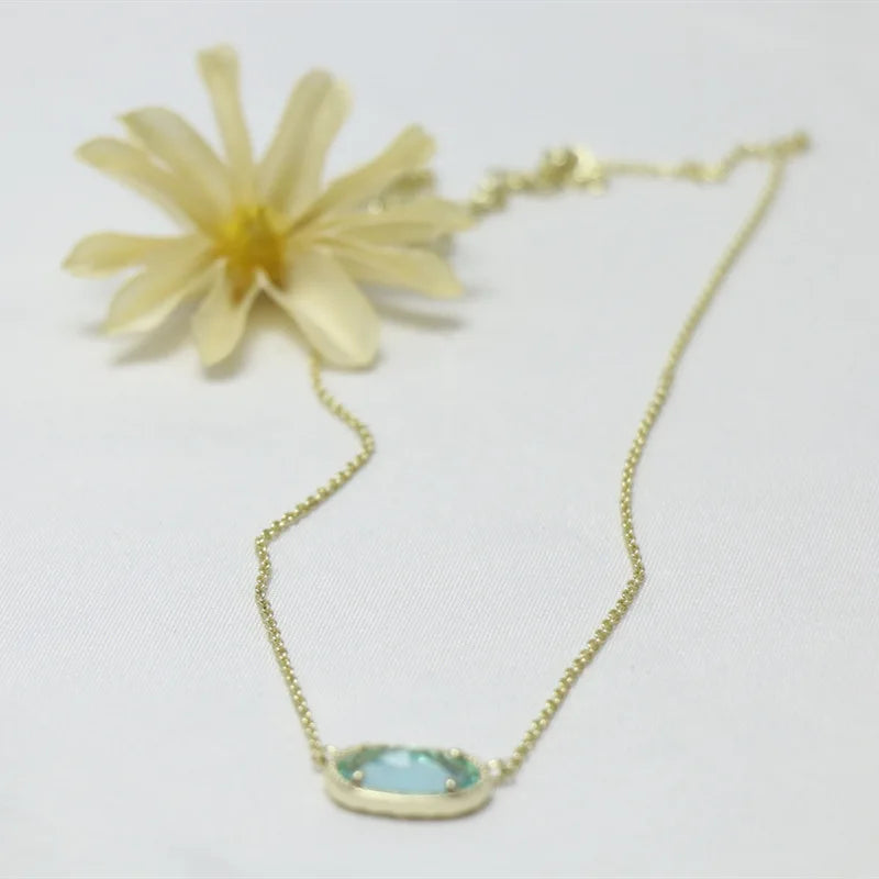 YEEVAA Geometric Light Blue Clear Glass Gemstone Pendant Necklace for Women, Fashion Jewelry, Unique Gifts