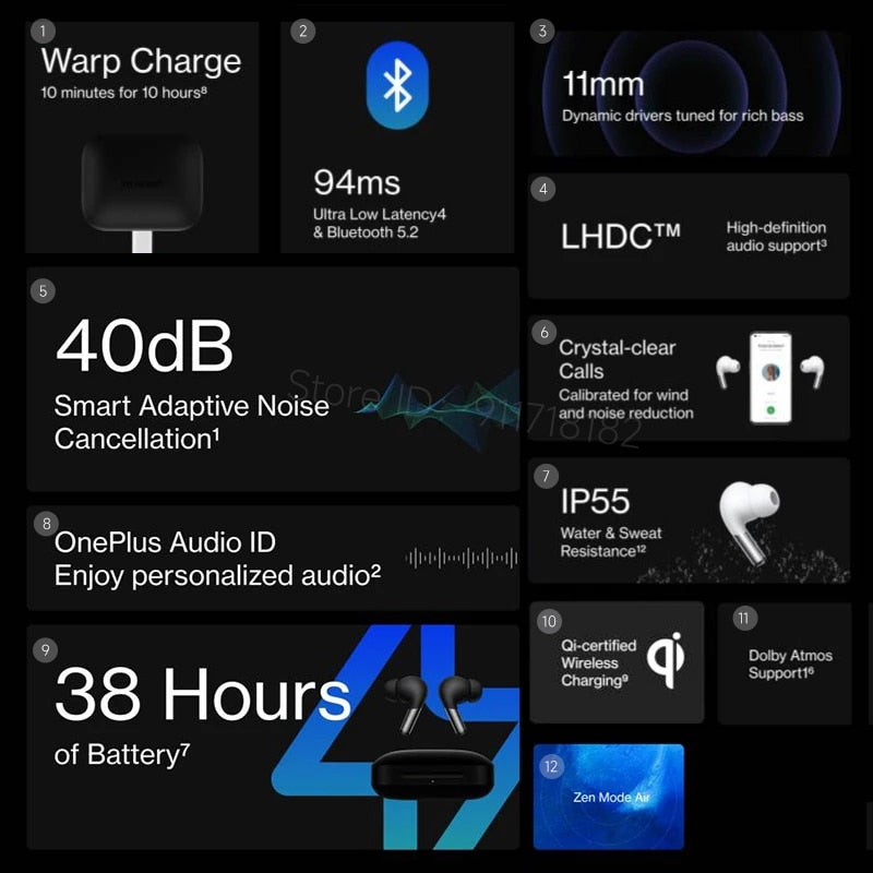 سماعات أذن OnePlus Buds Pro الإصدار العالمي لإلغاء الضوضاء TWS سماعة لاسلكية تعمل بالبلوتوث سماعة أذن لهاتف Oneplus 11 10 Pro 10T 9 Pro 9RT