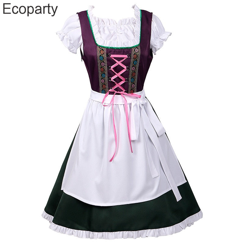 New Women's Traditional German Bavarian Beer Girl Cosplay Costume Halloween Carnival Oktoberfest Party Female Maid Cosplay Dress