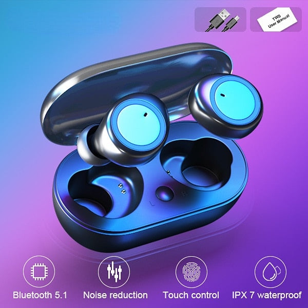 New TWS Bluetooth Earphone Waterproof Sports Noise Reduction Wireless Headphones In-Ear Earbuds Headset HD Mic For Smart Phone