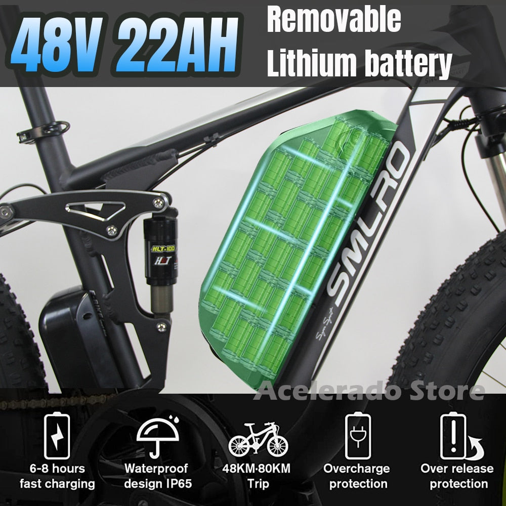 2000W Dual Motor 26" Fat Tire Electric Bicycle Mountain EBike with Removable 48V 22Ah Battery Long Range Electric Bike for Adult