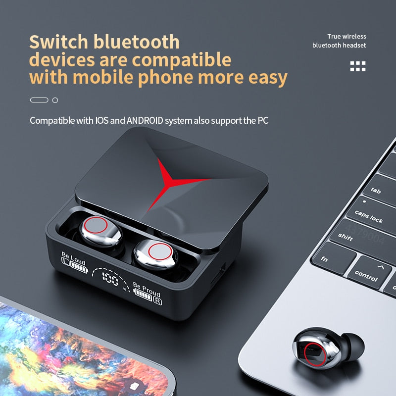 2023 New Bluetooth 5.3 Wireless TWS Headset Waterproof Noise Canceling Game Earbuds with LED Screen HiFi Music Sports Earphone