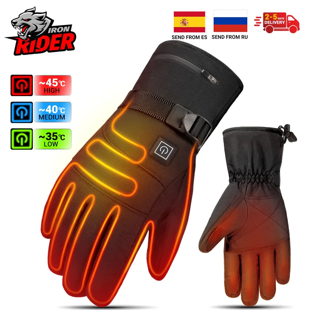 HEROBIKER Motorcycle Gloves Waterproof Heated Guantes Moto Touch Screen Battery Powered Motorbike Racing Riding Gloves Winter##