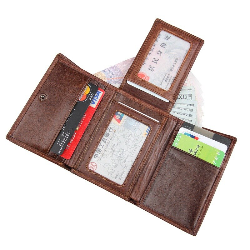 GENODERN Short Trifold Men Wallet with Multi Card Holder Fashion Wallet for Men RFID Blocking Wallet Anti Scanning Leather Purse