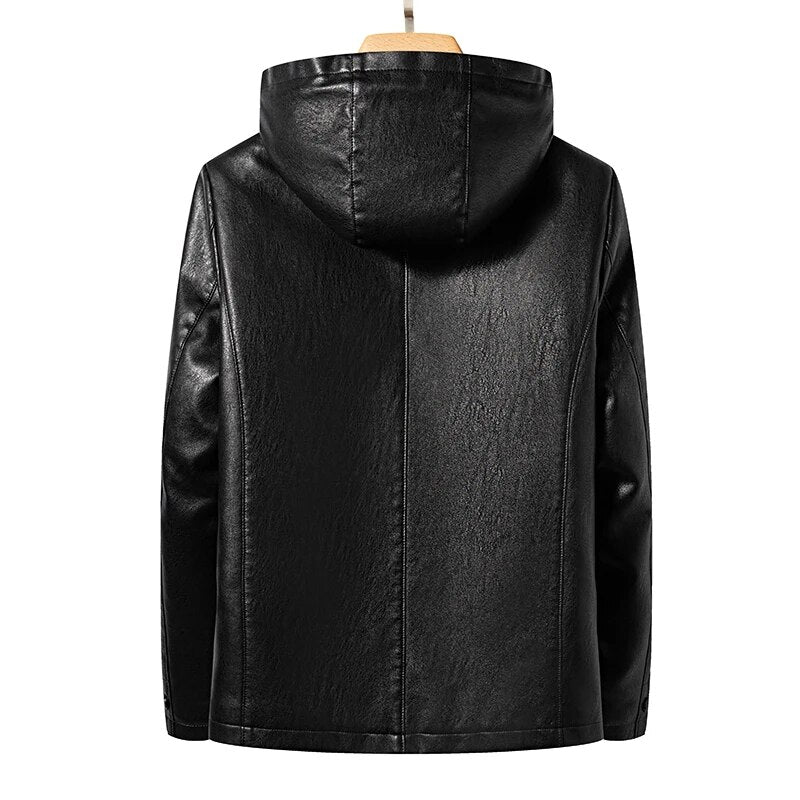 YN-2367 Autumn And Winter Models Of Men's Leather Jacket Thick Section Of Fur One Padded Sheepskin Youth Fashion Collar With Cap