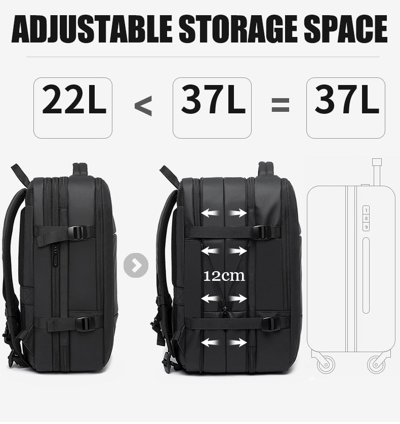 حقيبة كبيرة ذات فتحة USB للرجال، حقيبة كمبيوتر محمولة مزدوجة، حقائب مدرسية، حقيبة أعمال ذكورية، حقيبة سفر، علامة تجارية 17.3، 37 لتر، 45 لتر