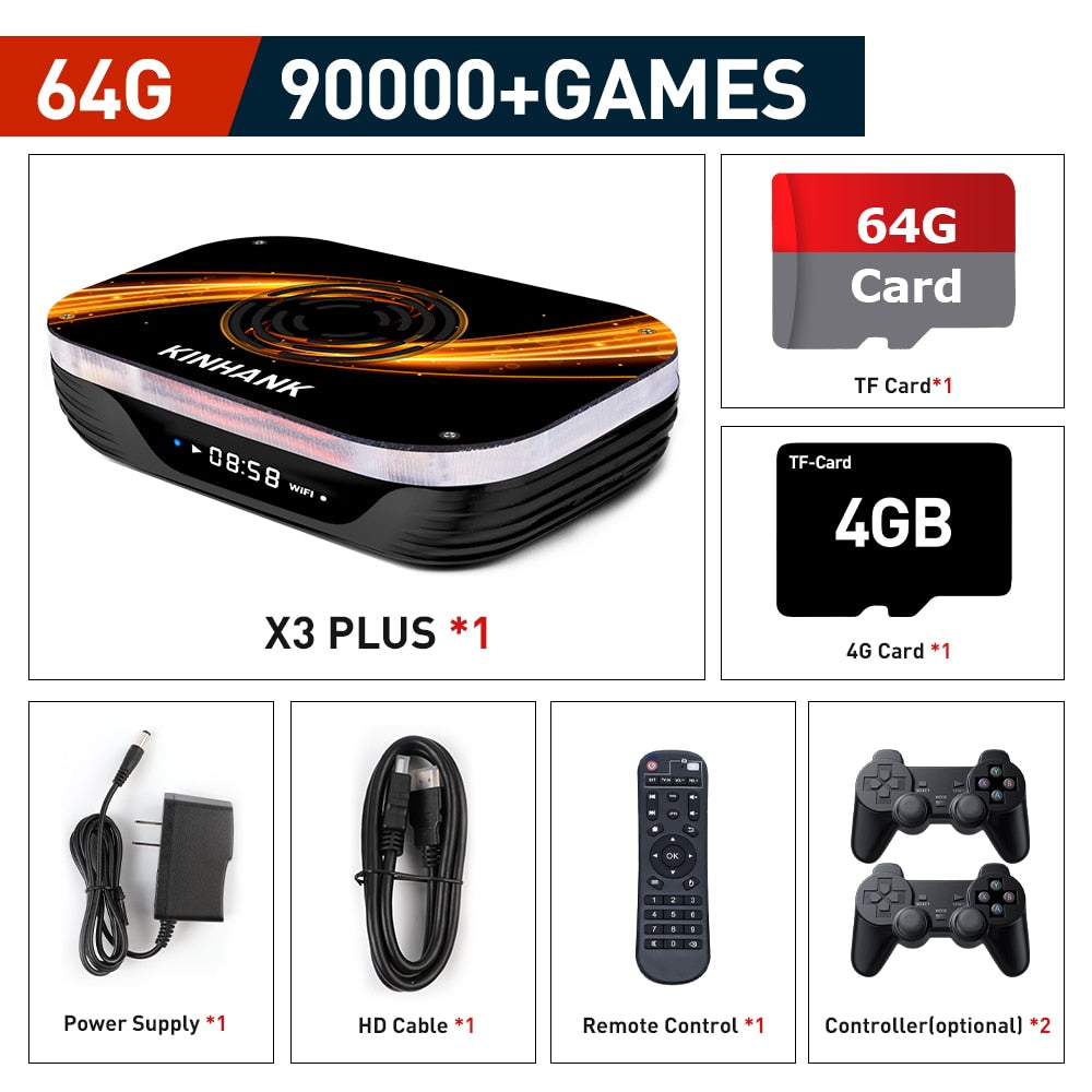 وحدة تحكم ألعاب سوبر X3 Plus ريترو لـ PSP/PS1/N64/Sega Saturn/DC 114000+ Games4K/8K HD TV Box مشغل ألعاب فيديو مزدوج واي فاي