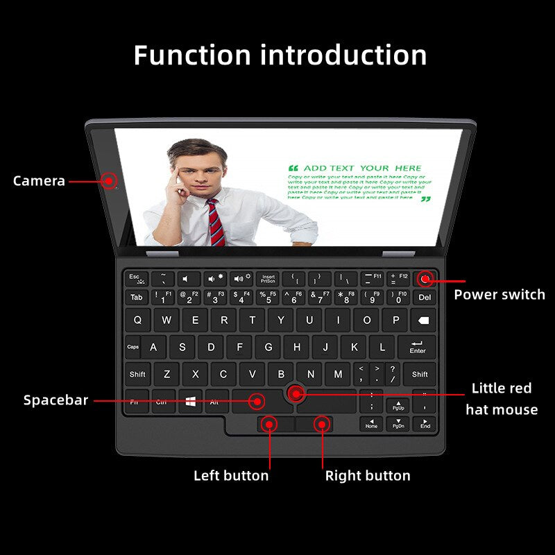 2023 Touch Screen Laptop Portable Mini Notebook Windows 10 Micro Computer 7 Inch Intel J4105 12GB+1TB IPS Netbook Win 10 Pro PC