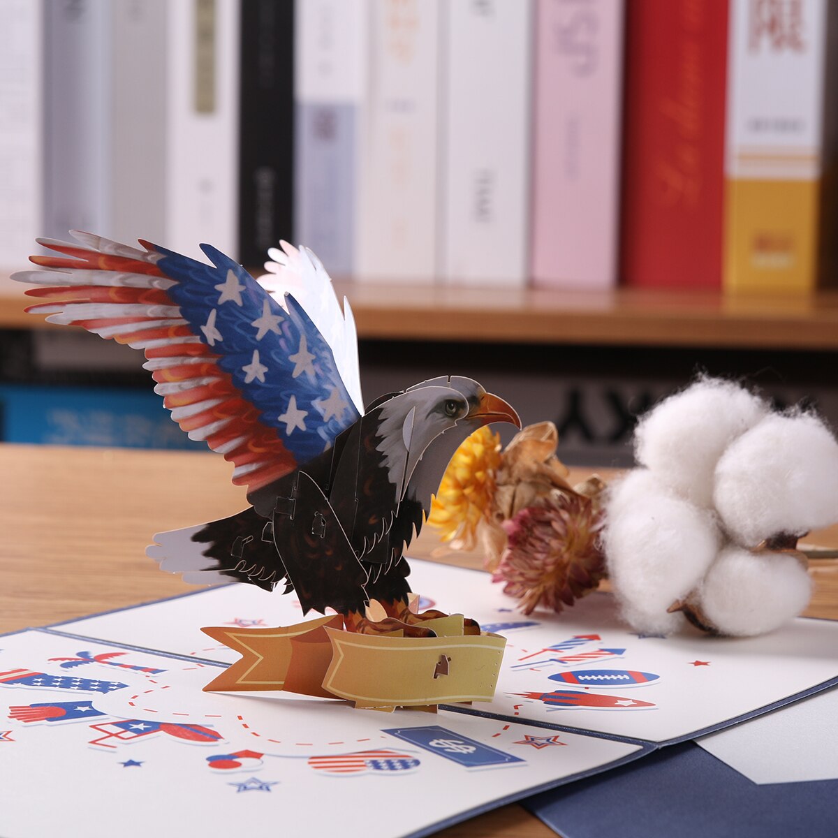 3D USA Eagle Pop Up Card for For Memorial Day, Independence Day, Veterans Day Greeting Cards