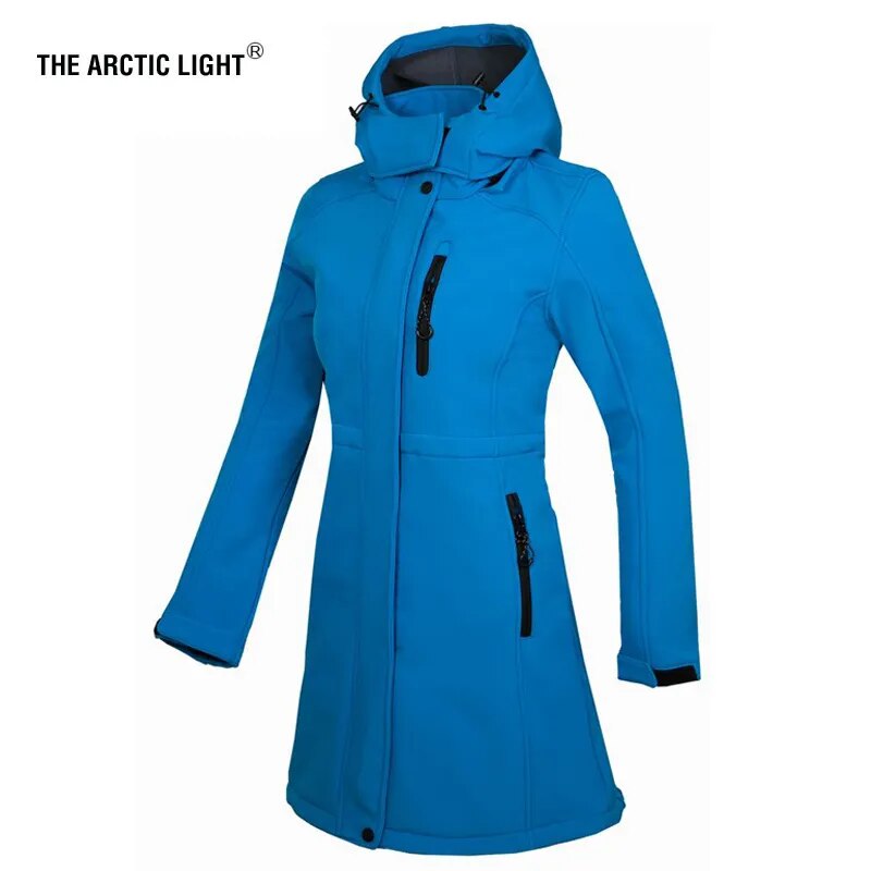 THE LIGHT Women's Hiking Jacket Long Soft Shell Fleece Outdoor Windbreaker Camping Trekking Climbing Female Coats Winter