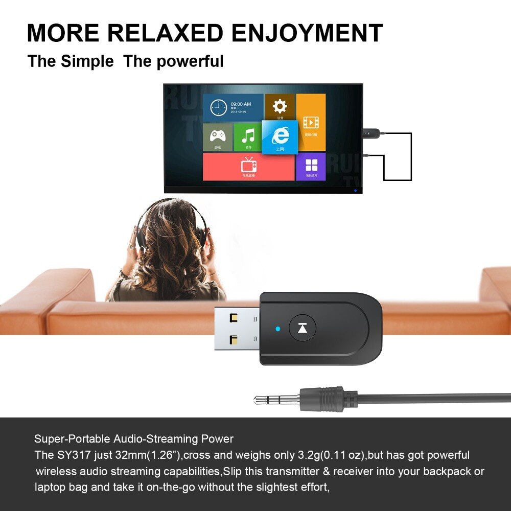 8D Stereo TV Wireless Headphones with Television TV PC AUX Audio Bluetooth Adapter for Phone Laptop PC Speaker Bluetooth Headset